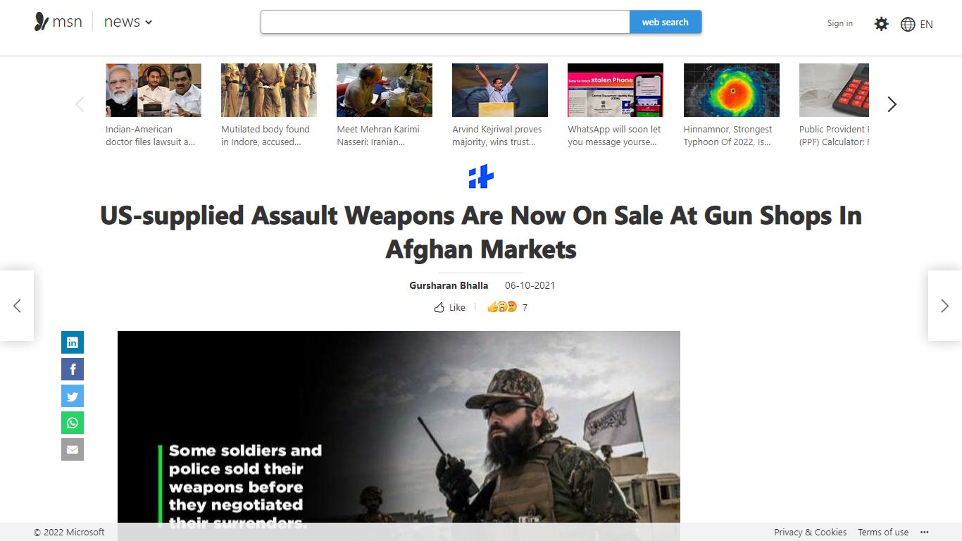 US-supplied Assault Weapons Are Now On Sale At Gun Shops In Afghan Markets